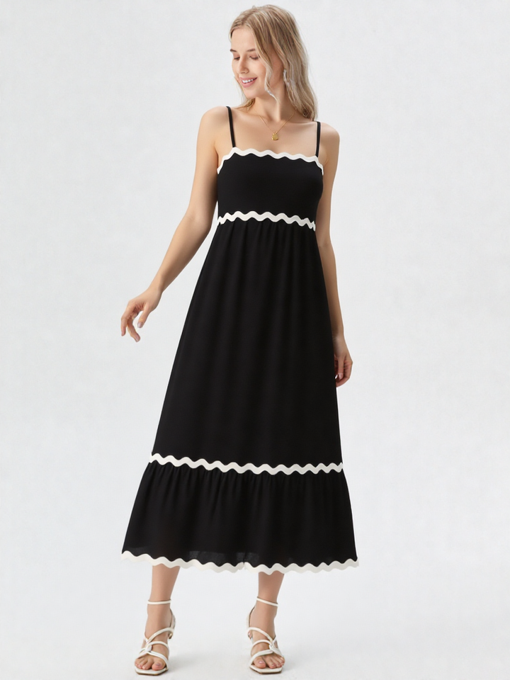 Spaghetti Bandjes Jurk – Wijde Rok, Midi, Statement Silhouet
