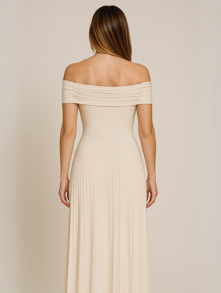 Anemone | Elegante Dames Geplooide Maxi-jurk voor Bruiloftsgasten