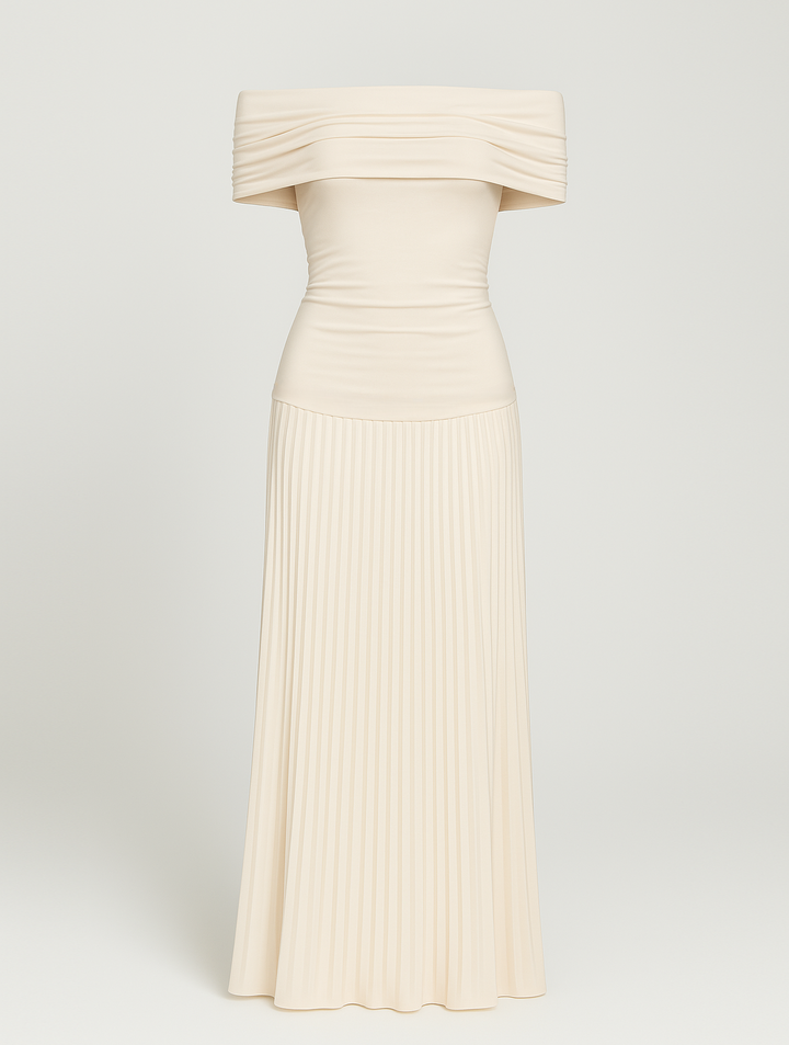 Anemone | Elegante Dames Geplooide Maxi-jurk voor Bruiloftsgasten