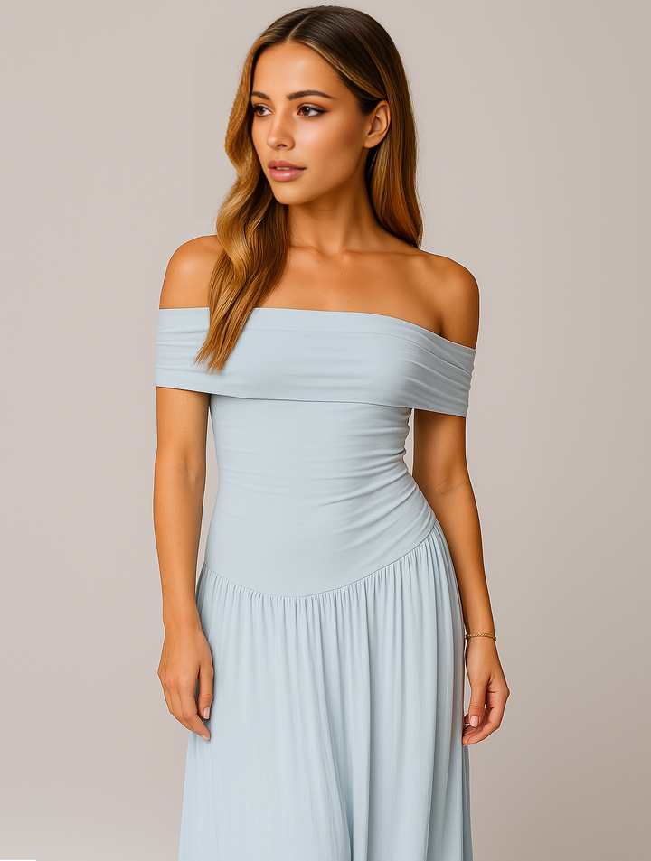 Anemone | Elegante Dames Geplooide Maxi-jurk voor Bruiloftsgasten