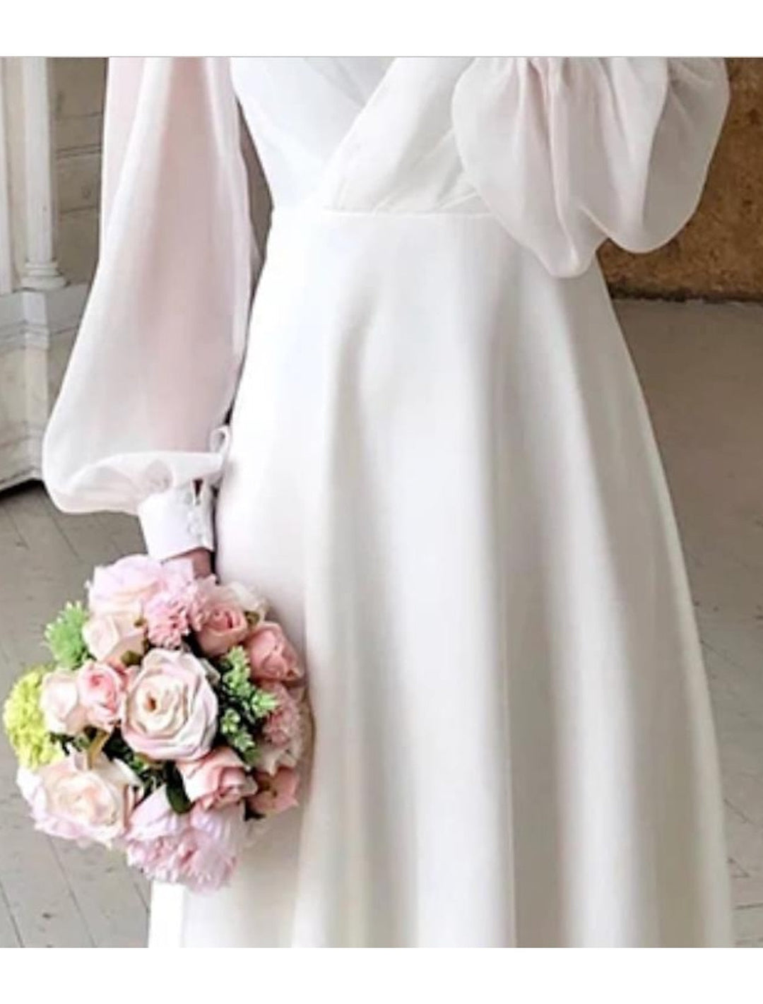 Annabella | Elegante Dames Midi Jurk met Lange Mouwen voor Bruiloftsgasten