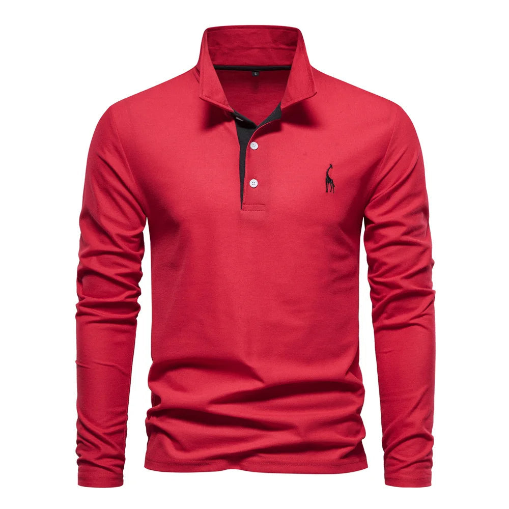 Arjan | Heren Poloshirt Lange-Mouw Klassiek Geborduurd