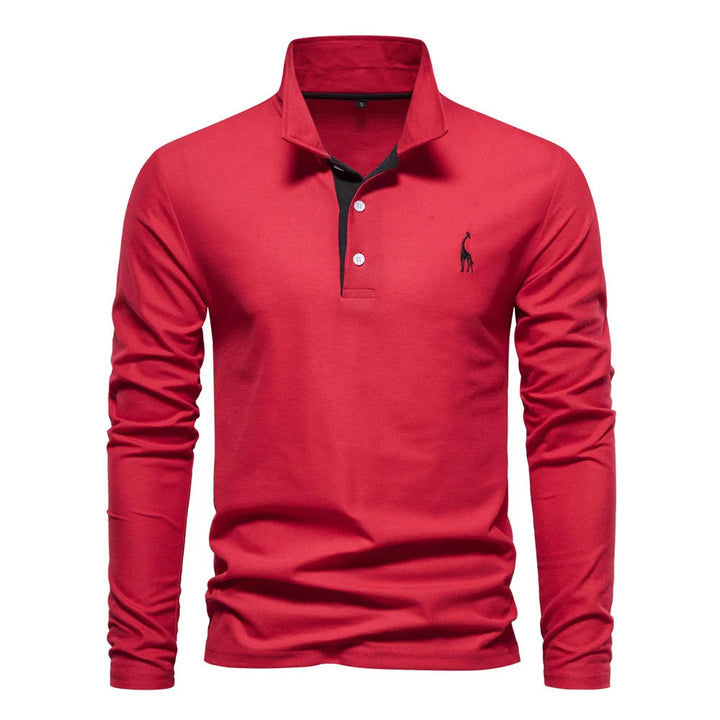 Arjan | Heren Poloshirt Lange-Mouw Klassiek Geborduurd
