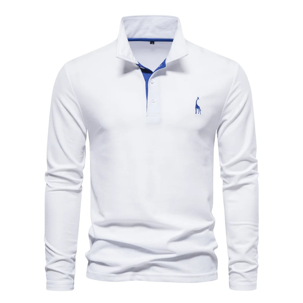 Arjan | Heren Poloshirt Lange-Mouw Klassiek Geborduurd