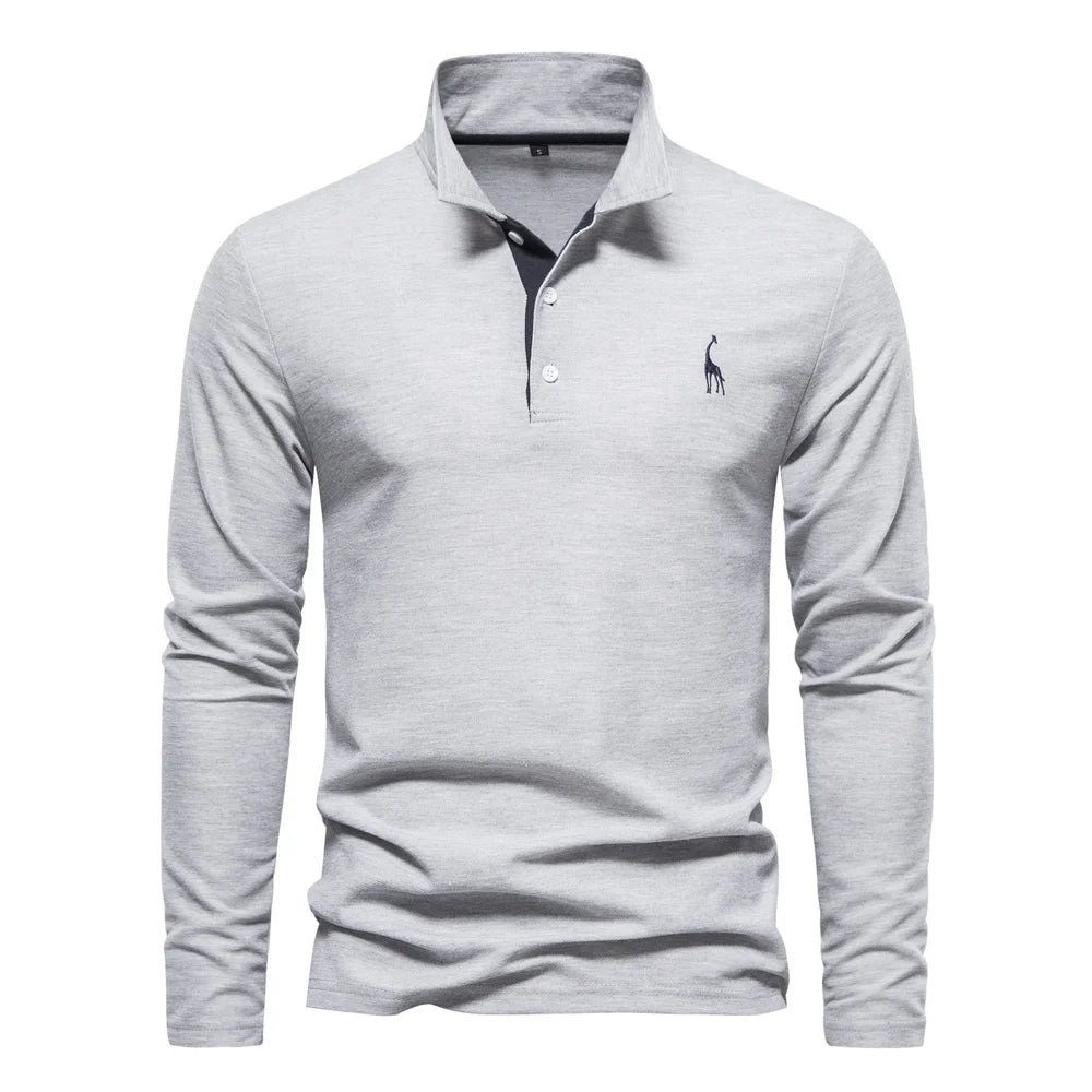 Arjan | Heren Poloshirt Lange-Mouw Klassiek Geborduurd