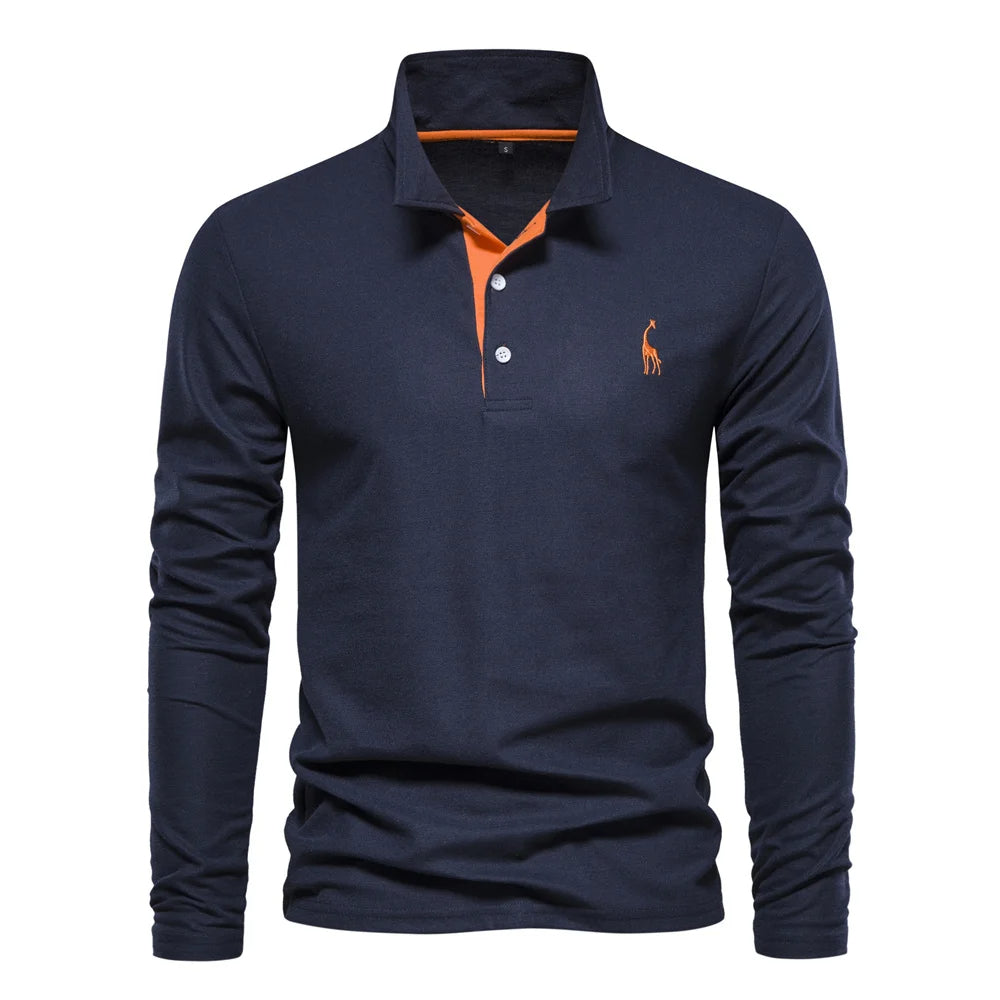 Arjan | Heren Poloshirt Lange-Mouw Klassiek Geborduurd