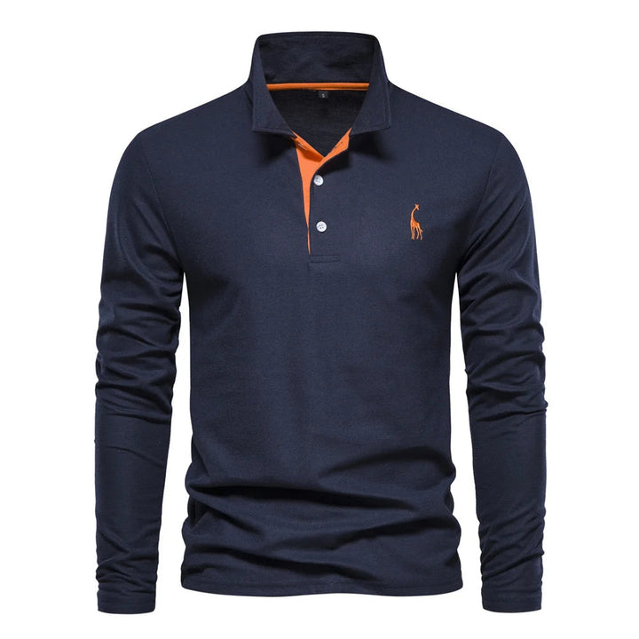 Arjan | Heren Poloshirt Lange-Mouw Klassiek Geborduurd