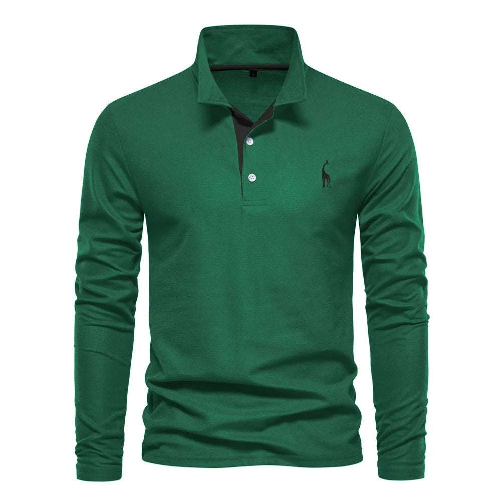 Arjan | Heren Poloshirt Lange-Mouw Klassiek Geborduurd