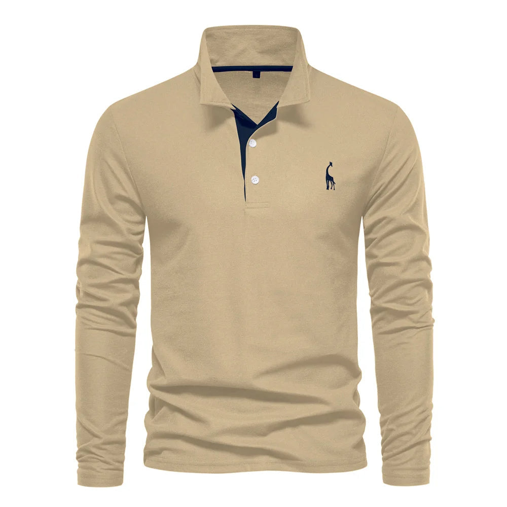 Arjan | Heren Poloshirt Lange-Mouw Klassiek Geborduurd