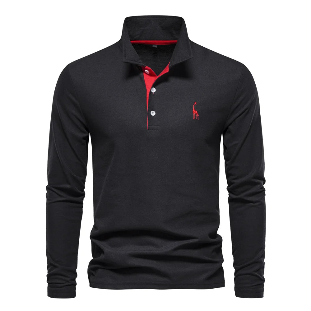 Arjan | Heren Poloshirt Lange-Mouw Klassiek Geborduurd