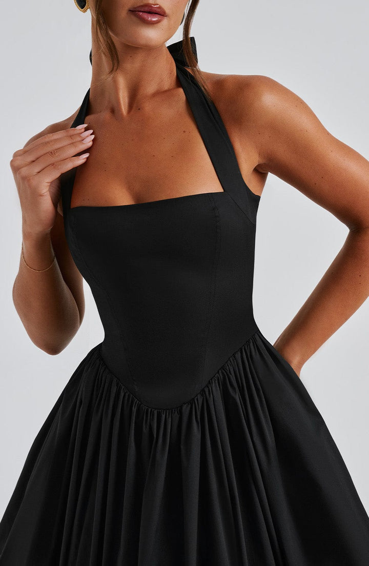 Avelina | Elegante Dames Halter Midi Jurk voor Bruiloftsgasten