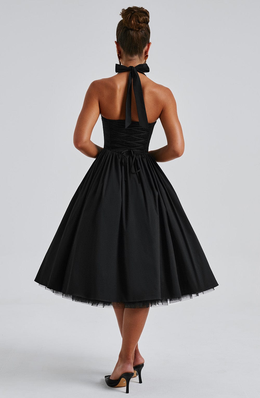 Avelina | Elegante Dames Halter Midi Jurk voor Bruiloftsgasten