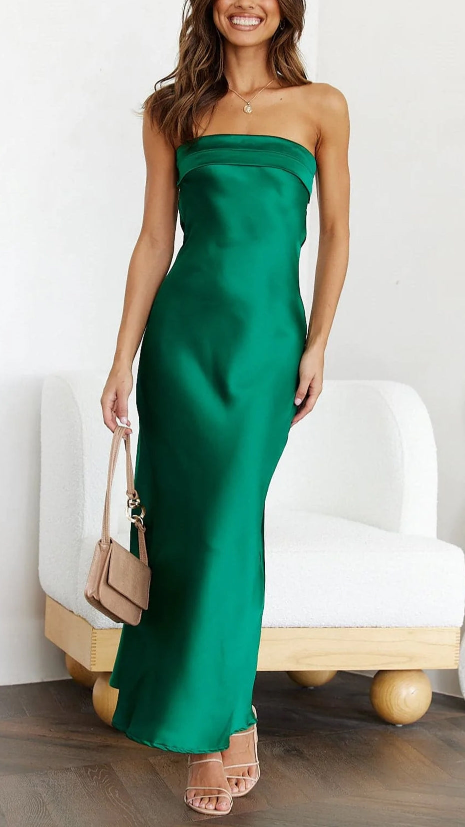 Céline | Elegante Dames Maxi Satijnen Avondjurk
