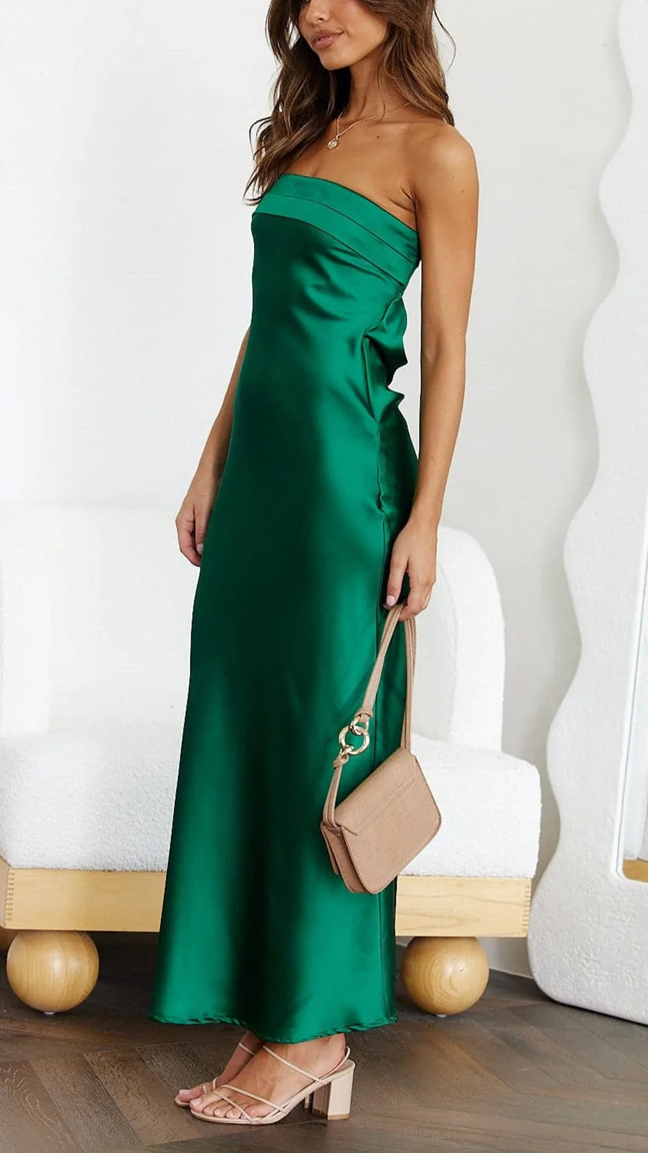 Céline | Elegante Dames Maxi Satijnen Avondjurk