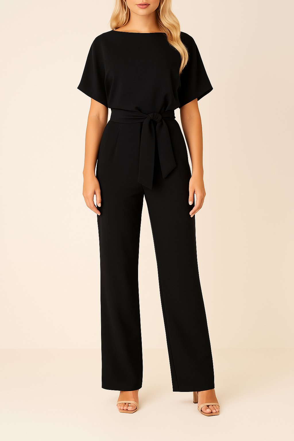 Celeste | Dames Jumpsuit Elegant Wide-Leg Boothals Korte Mouw