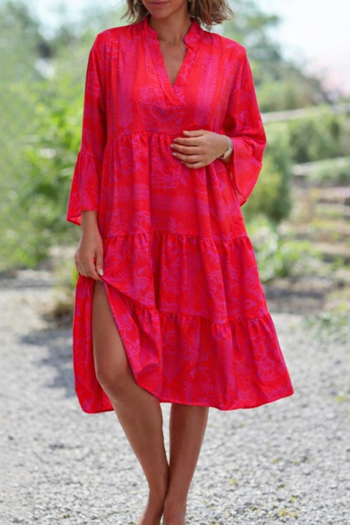Clara | Dames Midi Jurk Boho Tropische Print