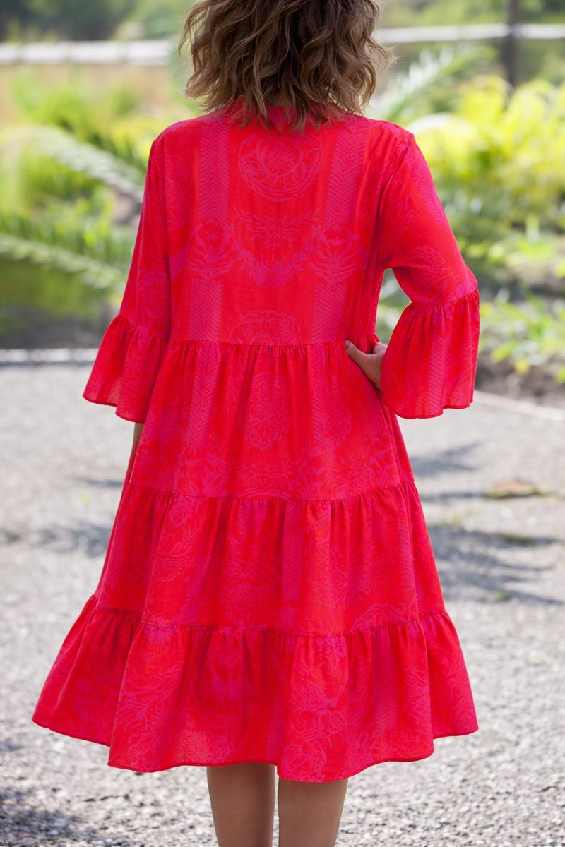 Clara | Dames Midi Jurk Boho Tropische Print