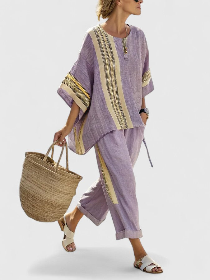 Elora | Dames Co Ord Set Wijde Pijpen Zomer Blouse