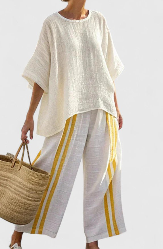 Elora | Dames Co Ord Set Wijde Pijpen Zomer Blouse