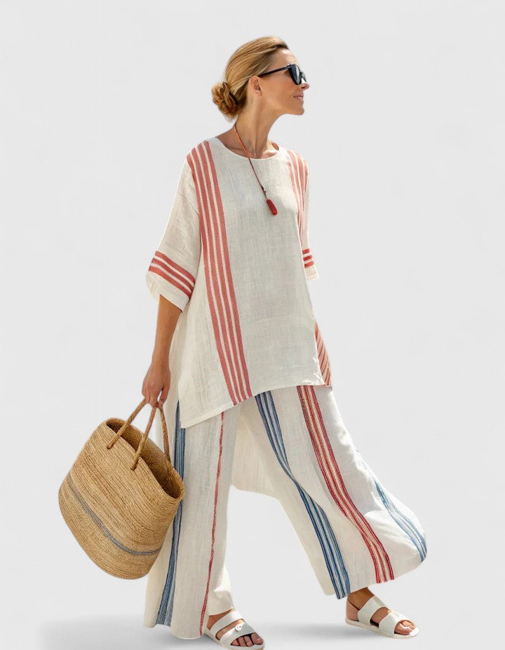 Elora | Dames Co Ord Set Wijde Pijpen Zomer Blouse