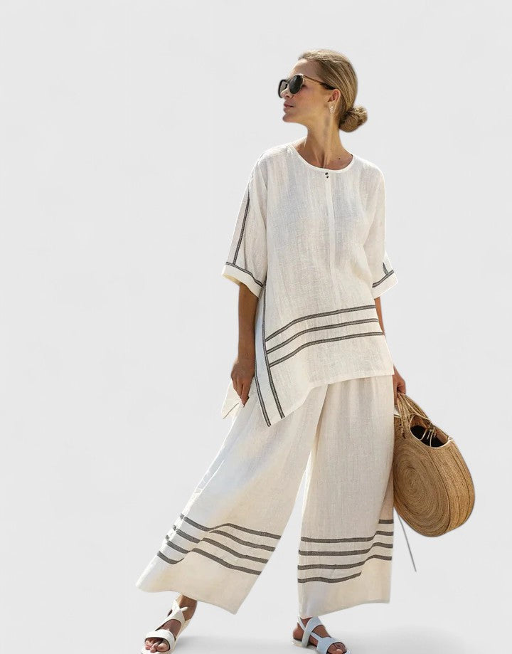 Elora | Dames Co Ord Set Wijde Pijpen Zomer Blouse