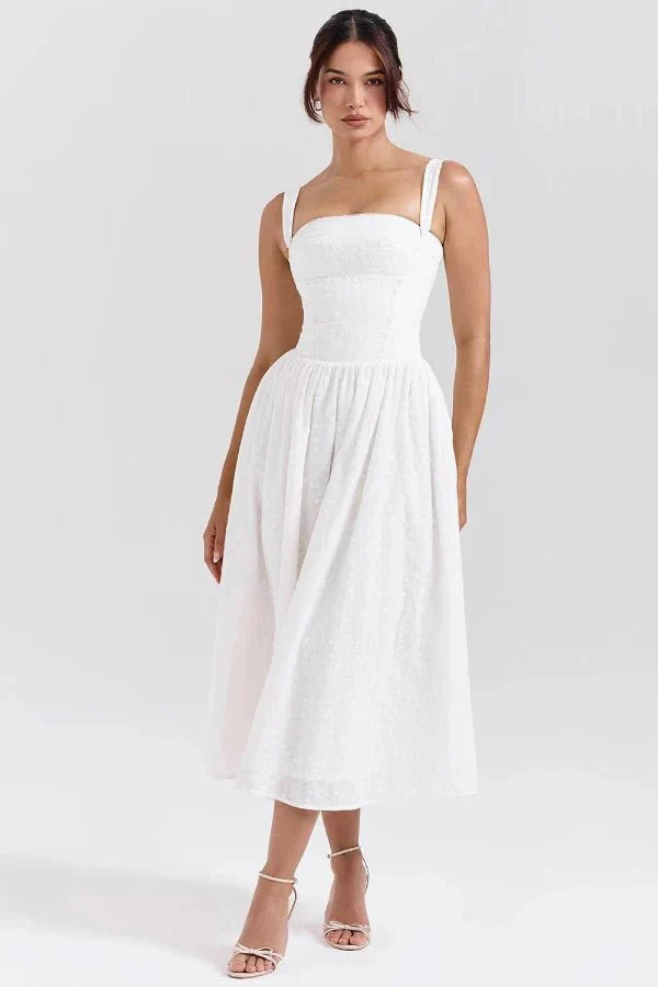 Evi | Dames Midi-Zomerjurk Gingham-Patroon Zakken