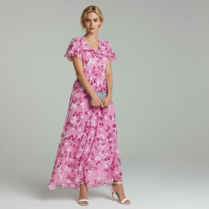 Evi | Luchtige Dames Maxi Jurk Bloemen Chiffon