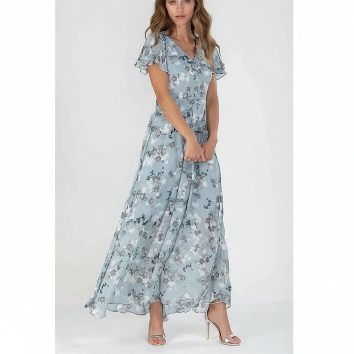 Evi | Luchtige Dames Maxi Jurk Bloemen Chiffon