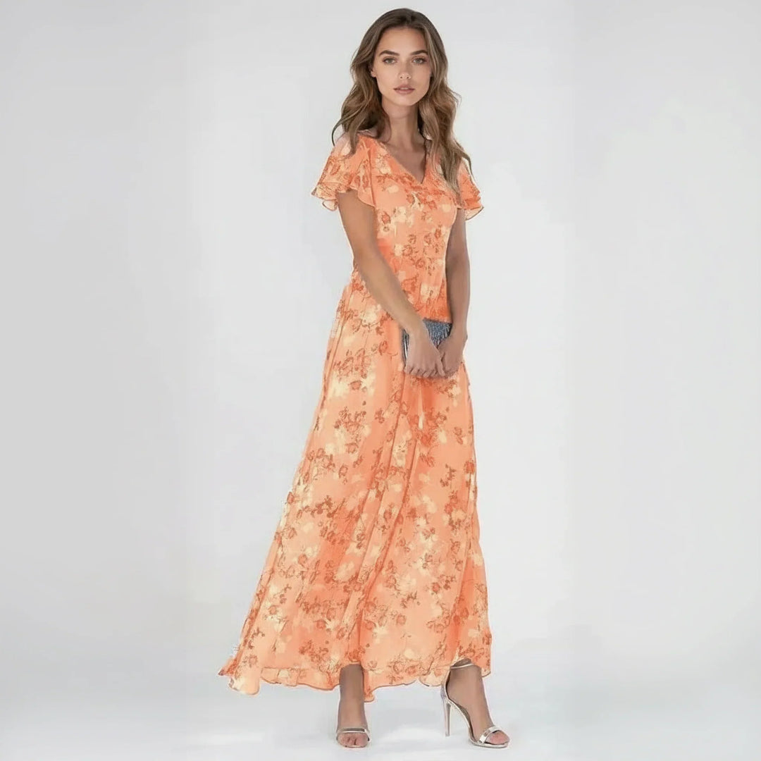 Evi | Luchtige Dames Maxi Jurk Bloemen Chiffon
