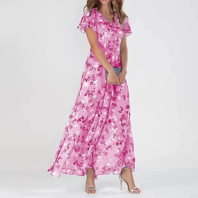Evi | Luchtige Dames Maxi Jurk Bloemen Chiffon