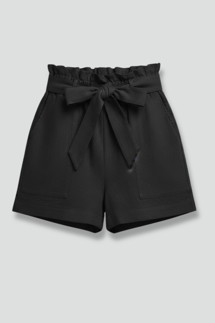 Femke | Elegante Dames Korte Broek Zakken Strik Taille