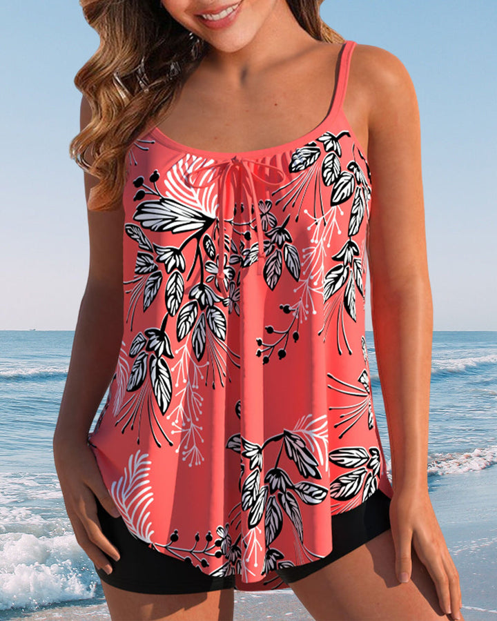 Fenna | Dames Tankini Topje Bloemenprint Spaghettibandjes Zomer