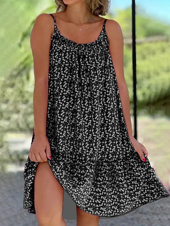 Fien | Dames Zomer Bloemen Print Spaghetti Bandjes Swing Mini Jurk