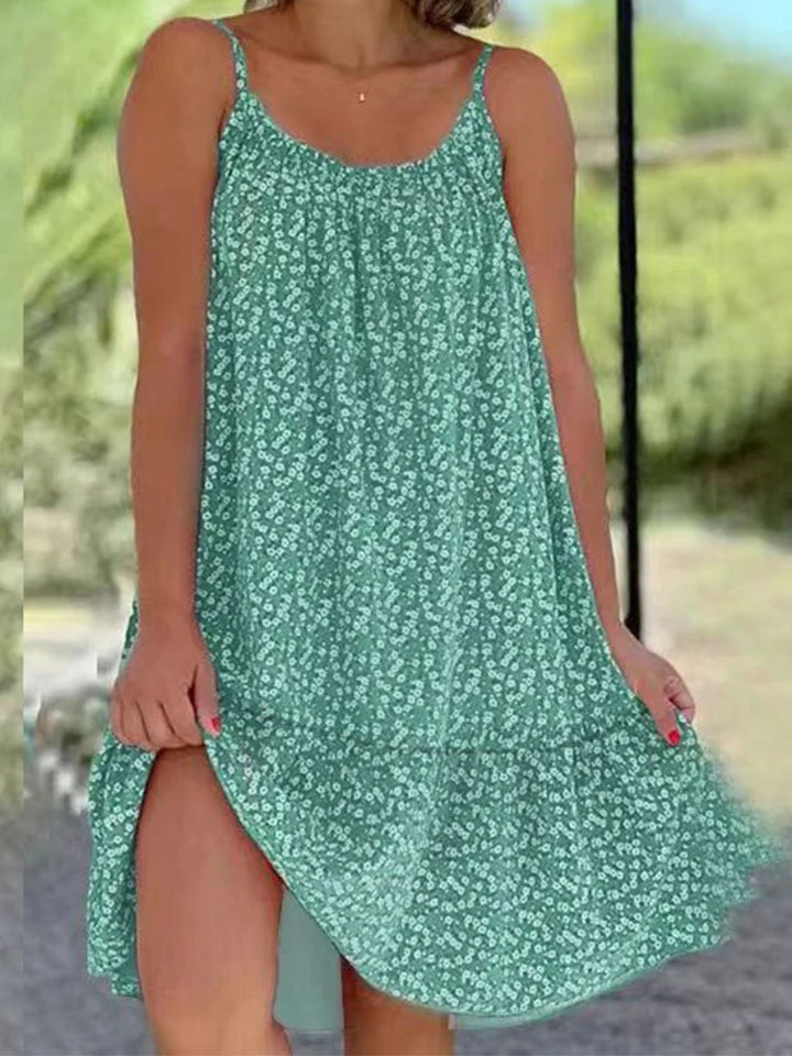 Fien | Dames Zomer Bloemen Print Spaghetti Bandjes Swing Mini Jurk