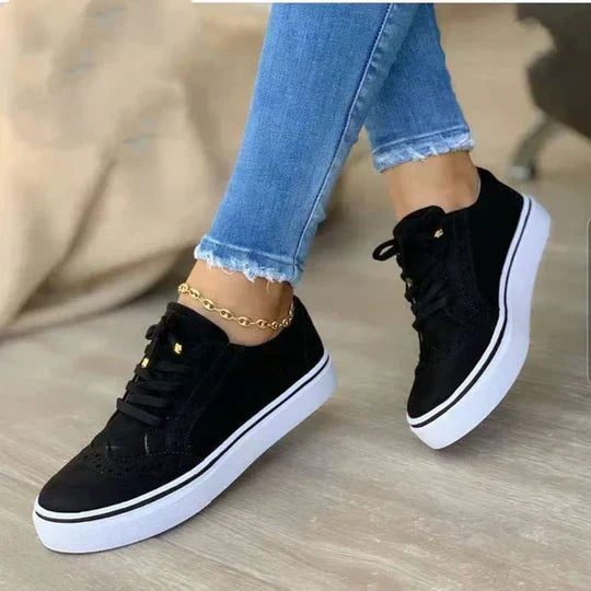 Fleur | Dames Sneakers Casual Low-Top Brogue Veters Vlakke Zool