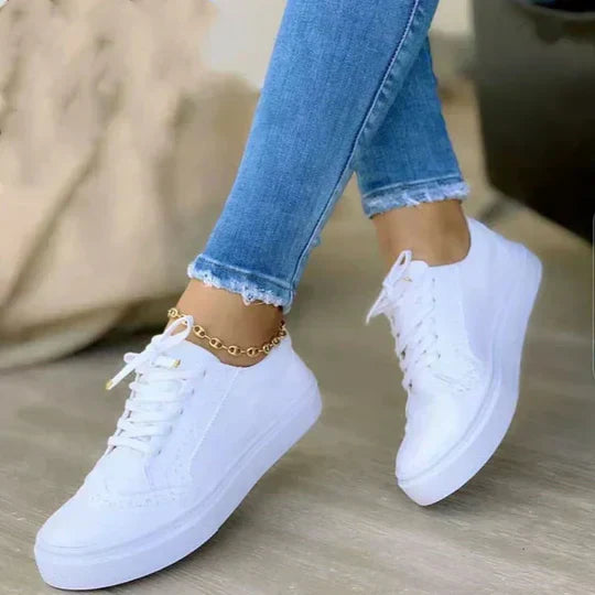 Fleur | Dames Sneakers Casual Low-Top Brogue Veters Vlakke Zool