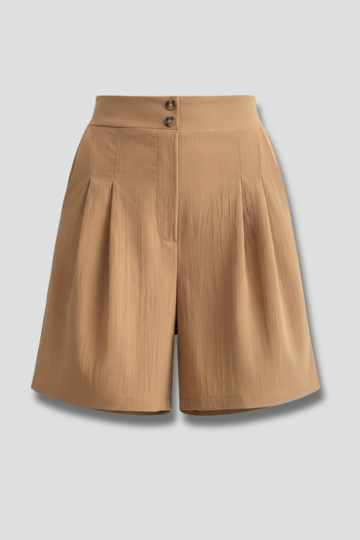 Florine | Elegante Dames Hoge Taille Geplooide Korte Broek