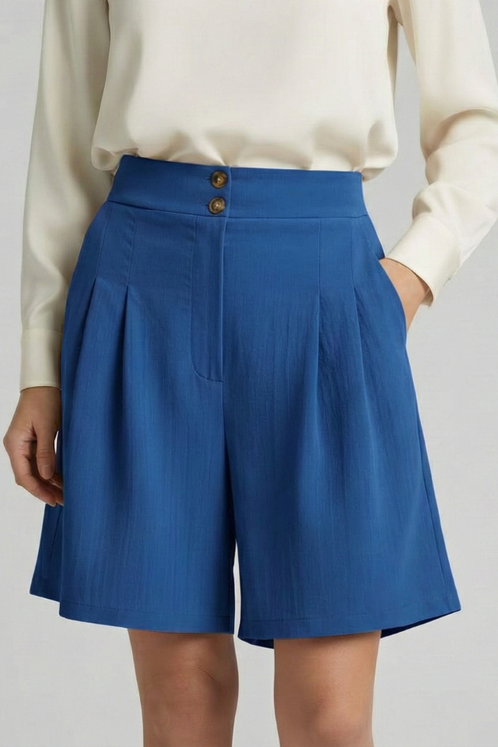 Florine | Elegante Dames Hoge Taille Geplooide Korte Broek