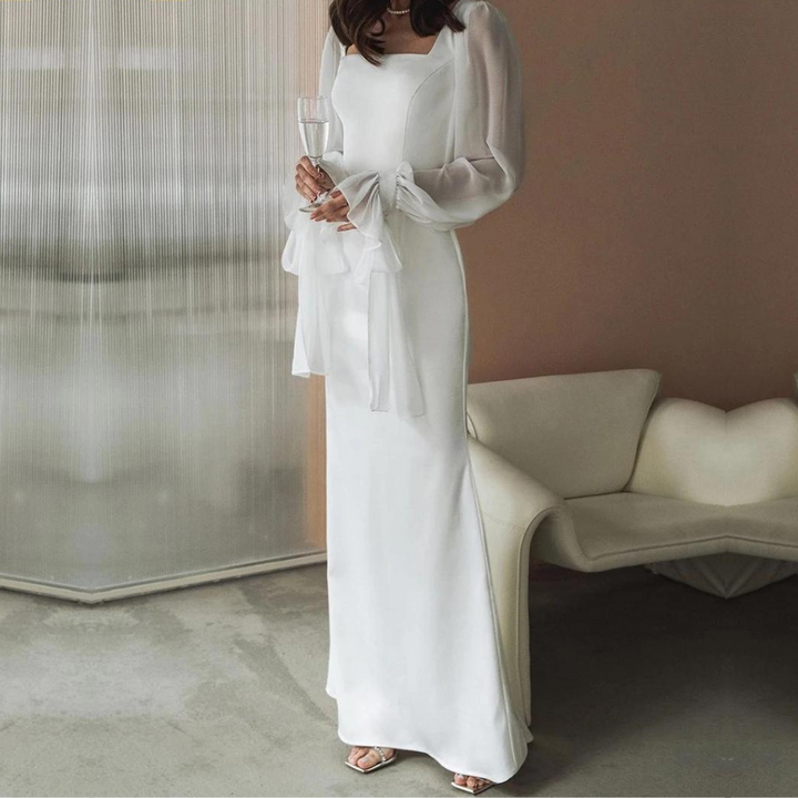 Florine | Elegante Dames Maxi Vierkante-Hals Avondjurk