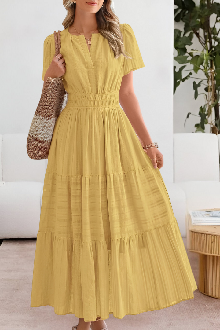 Giavanna | Elegante Dames Boho Midi Jurk met A-lijn Silhouet