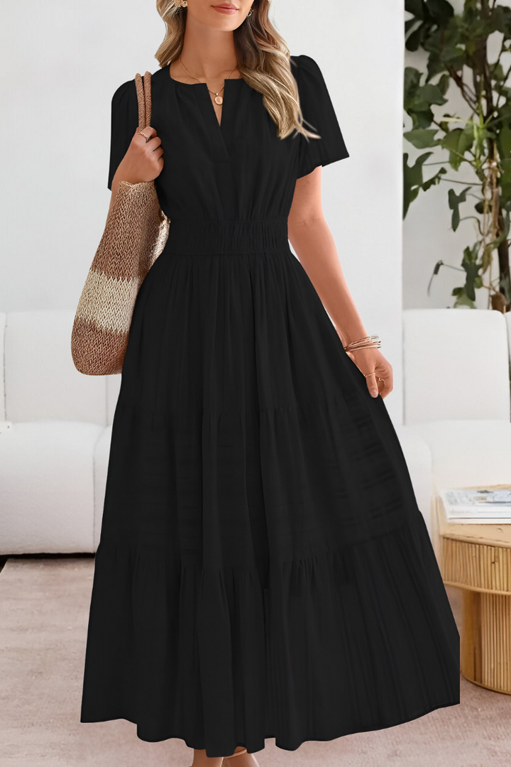 Giavanna | Elegante Dames Boho Midi Jurk met A-lijn Silhouet
