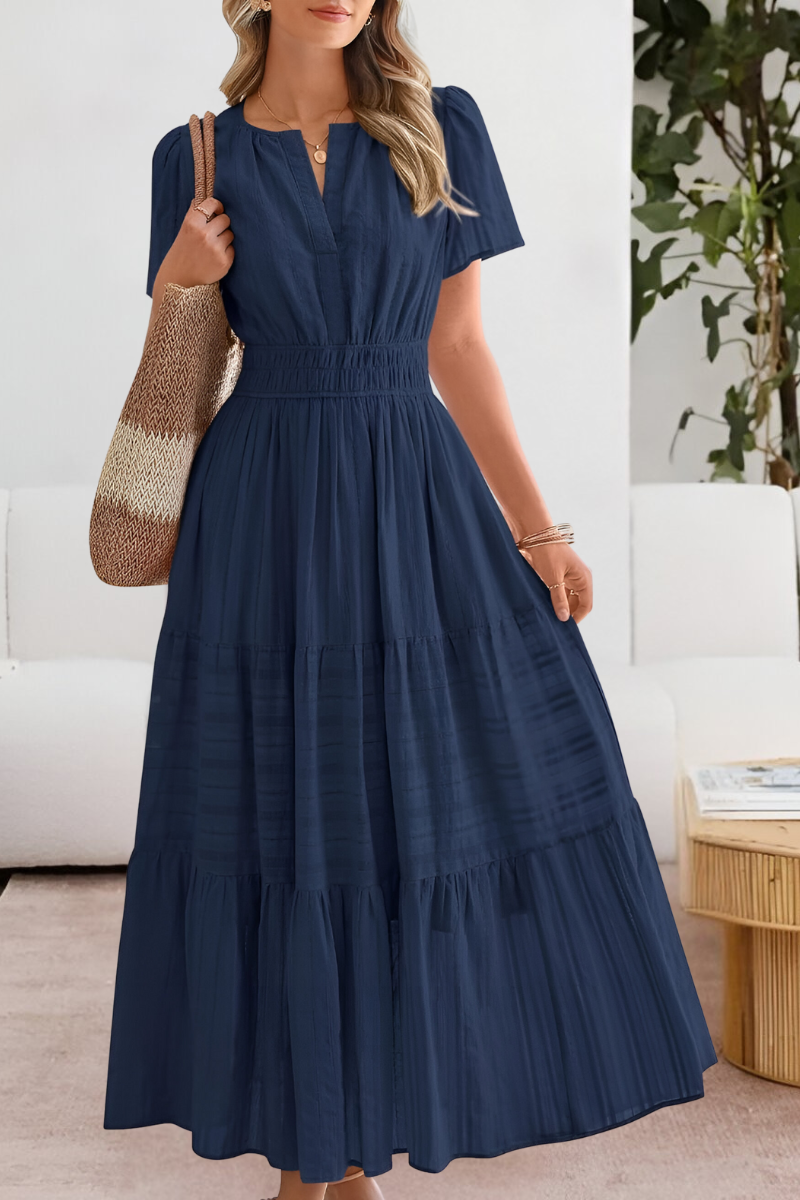 Giavanna | Elegante Dames Boho Midi Jurk met A-lijn Silhouet