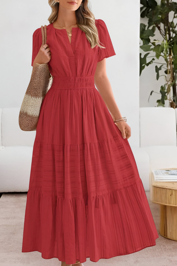 Giavanna | Elegante Dames Boho Midi Jurk met A-lijn Silhouet