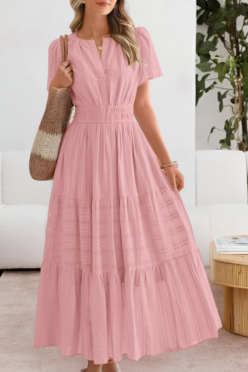 Giavanna | Elegante Dames Boho Midi Jurk met A-lijn Silhouet