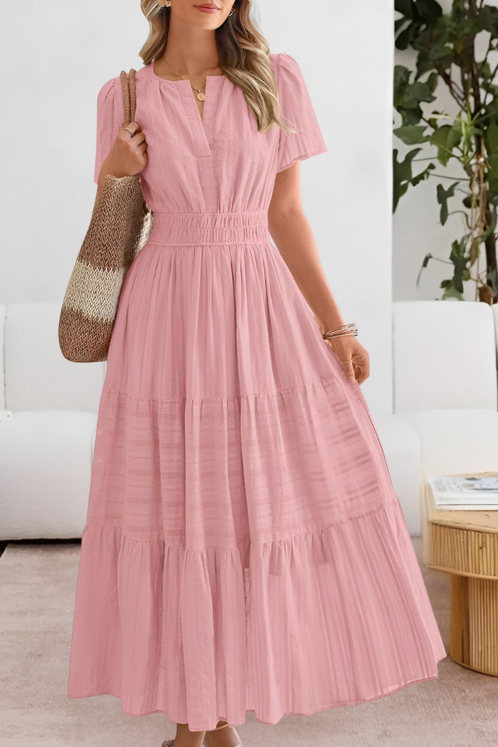 Giavanna | Elegante Dames Boho Midi Jurk met A-lijn Silhouet