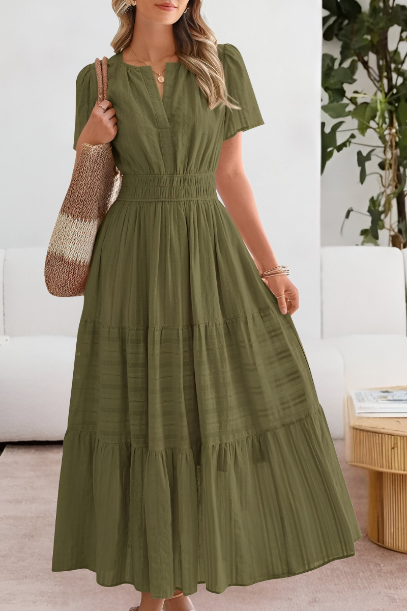 Giavanna | Elegante Dames Boho Midi Jurk met A-lijn Silhouet