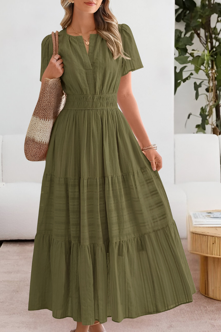 Giavanna | Elegante Dames Boho Midi Jurk met A-lijn Silhouet