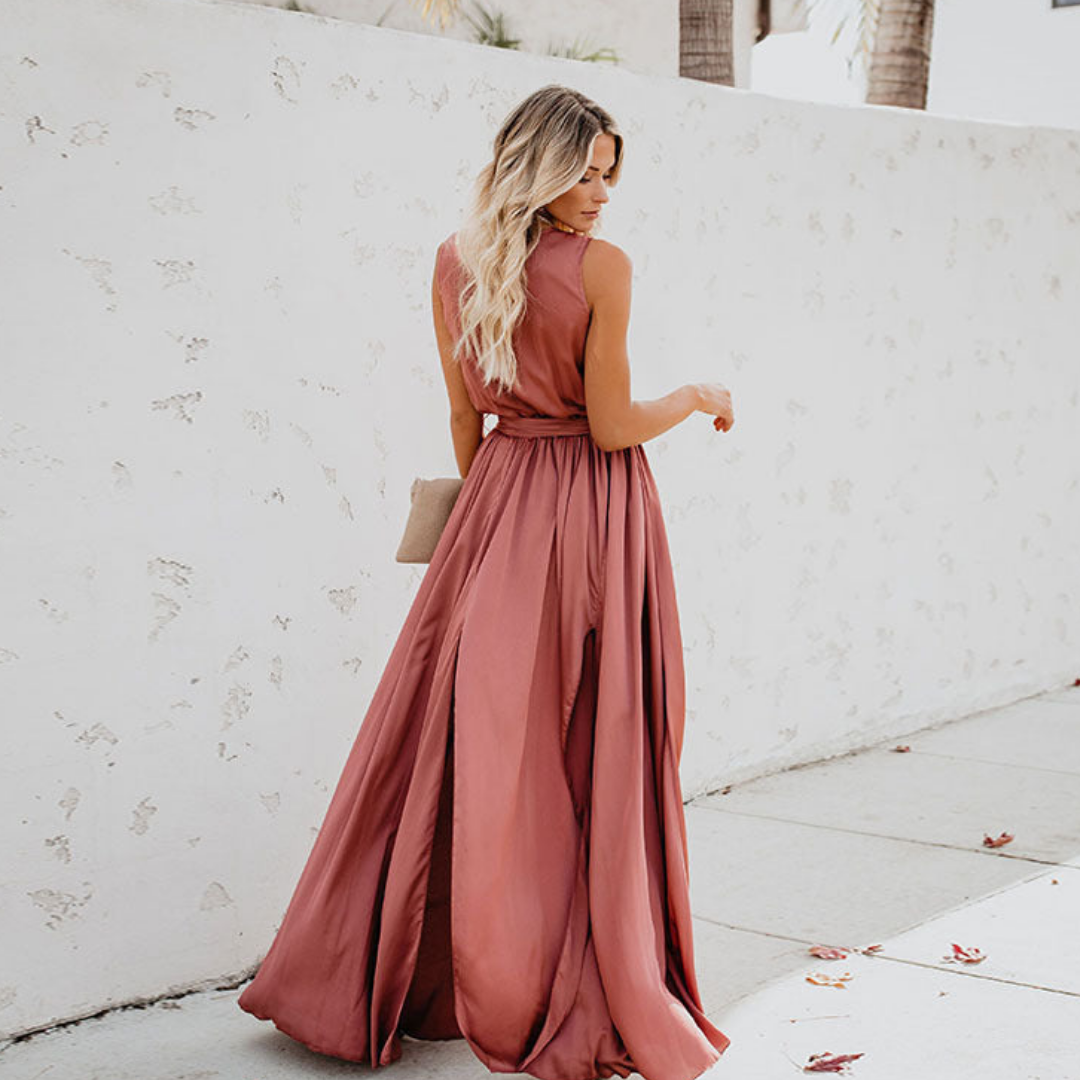 Gisèle | Elegante Dames Maxi Jurk met Taillelint en Zijsplit