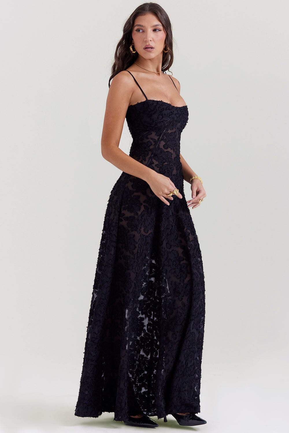 Gisara | Elegante Dames Maxi Jurk met Vloeiend Silhouet en Taille-accent