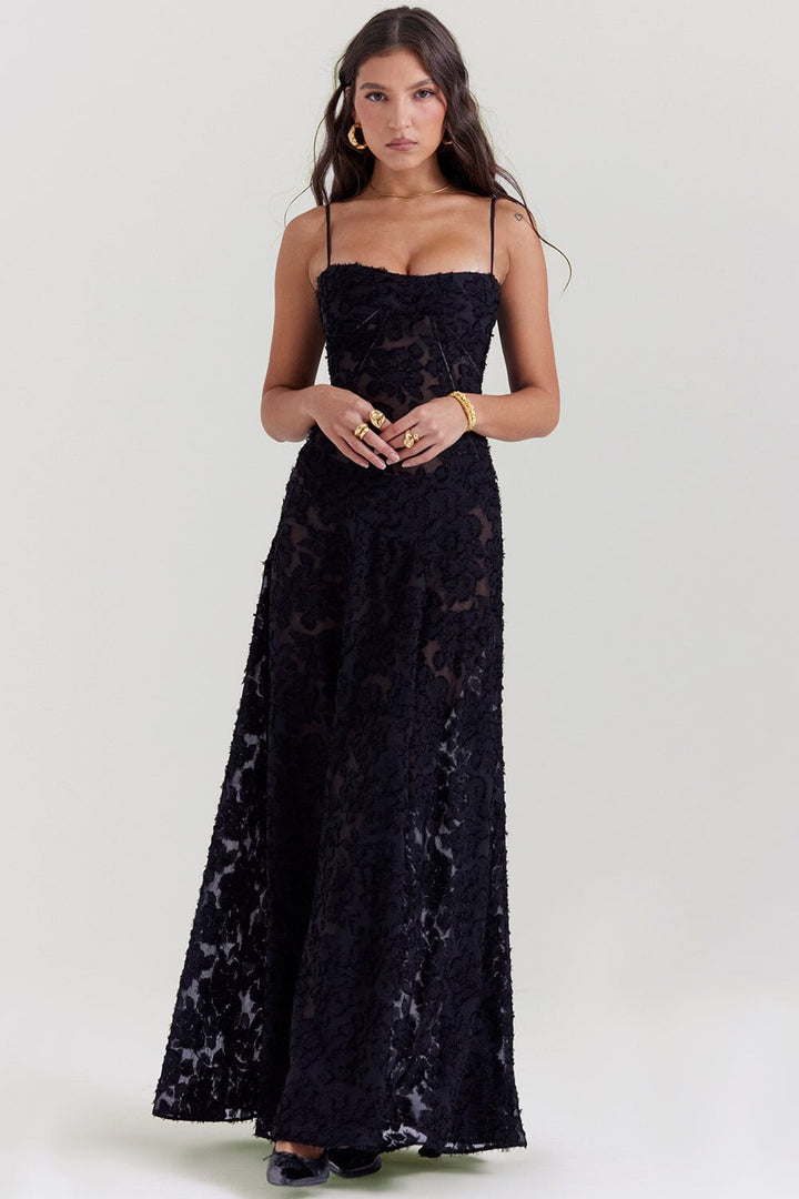 Gisara | Elegante Dames Maxi Jurk met Vloeiend Silhouet en Taille-accent